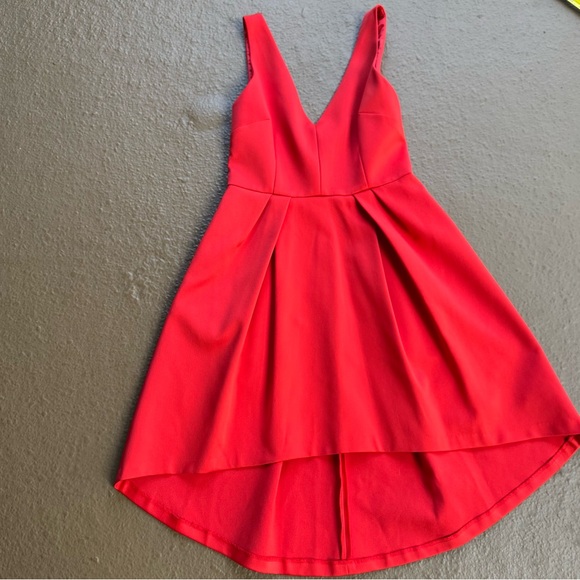 Forever New Red High Low A-Line V-neck Prom Cocktail Dress Size 6 - Picture 6 of 13